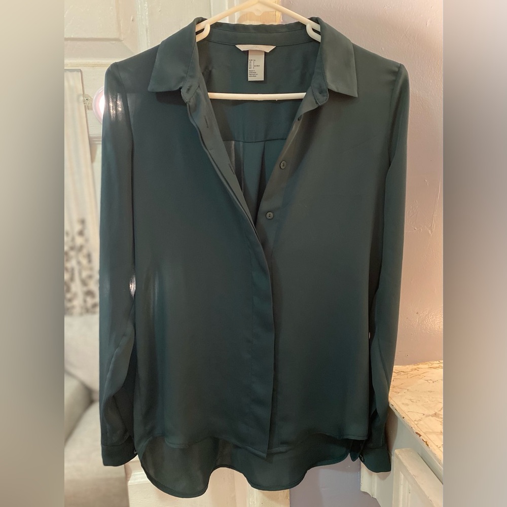 H&M button down, pine green size 4